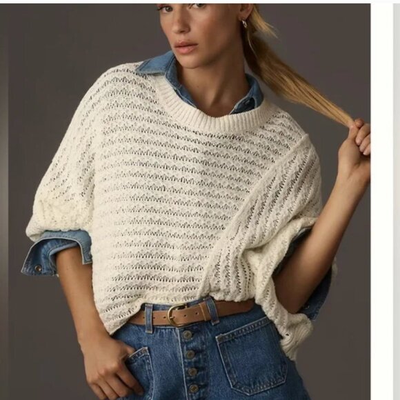 Anthropologie Pilcro knit distressed open stitch sweater size 2X - Picture 1 of 4
